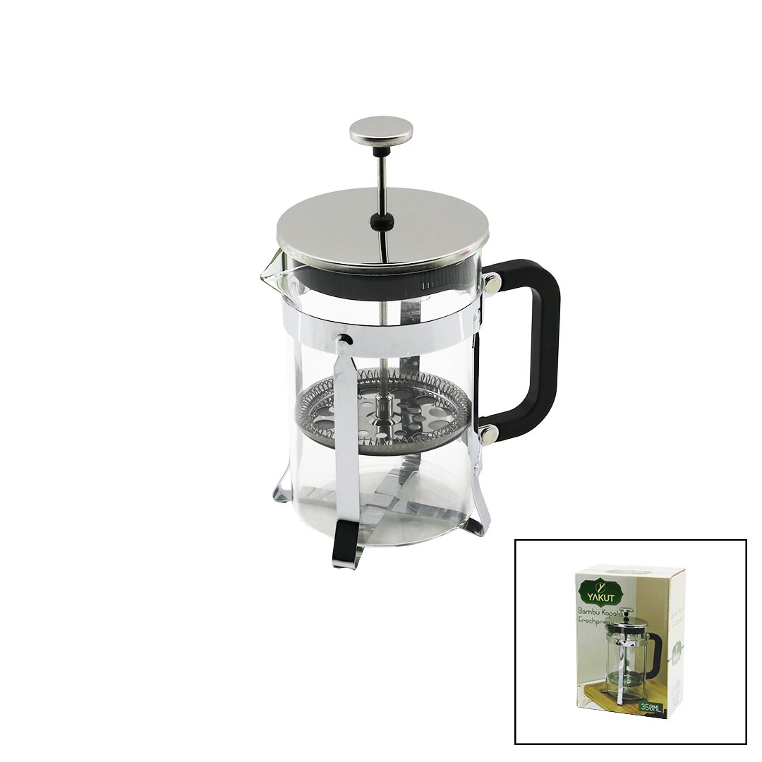 FRECHPRESS  350ML   CAM  BİTKİ SÜZGEÇİ METAL KAFES - PLASTİK SAPLI METAL KAPLAMALI PLS.KAPAK