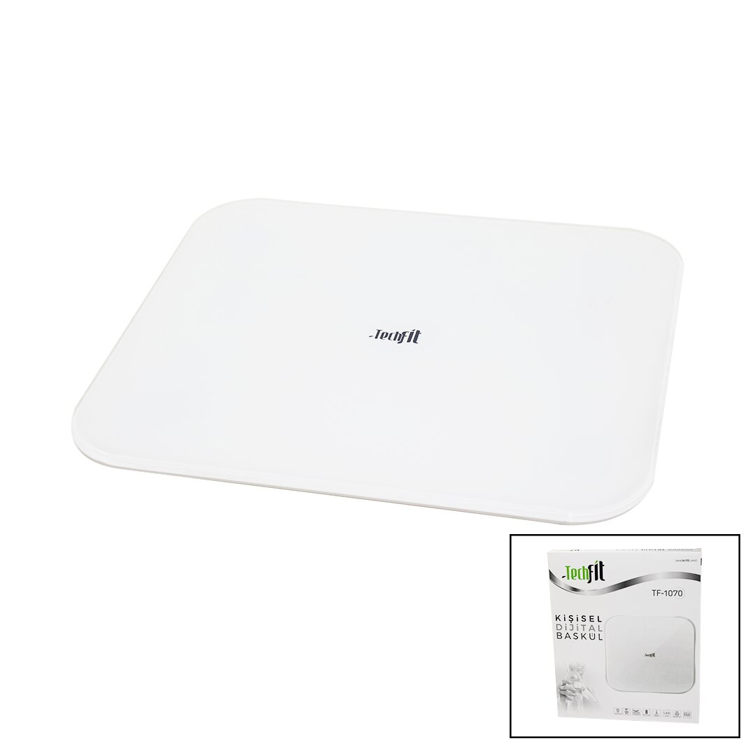 GİZLİ EKRAN -SOFT BEYAZ CAM ZEMİN  DİJİTAL BASKÜL TERAZİ 180KG SENSÖR -LED EKRAN -ODA℃ TF-1070