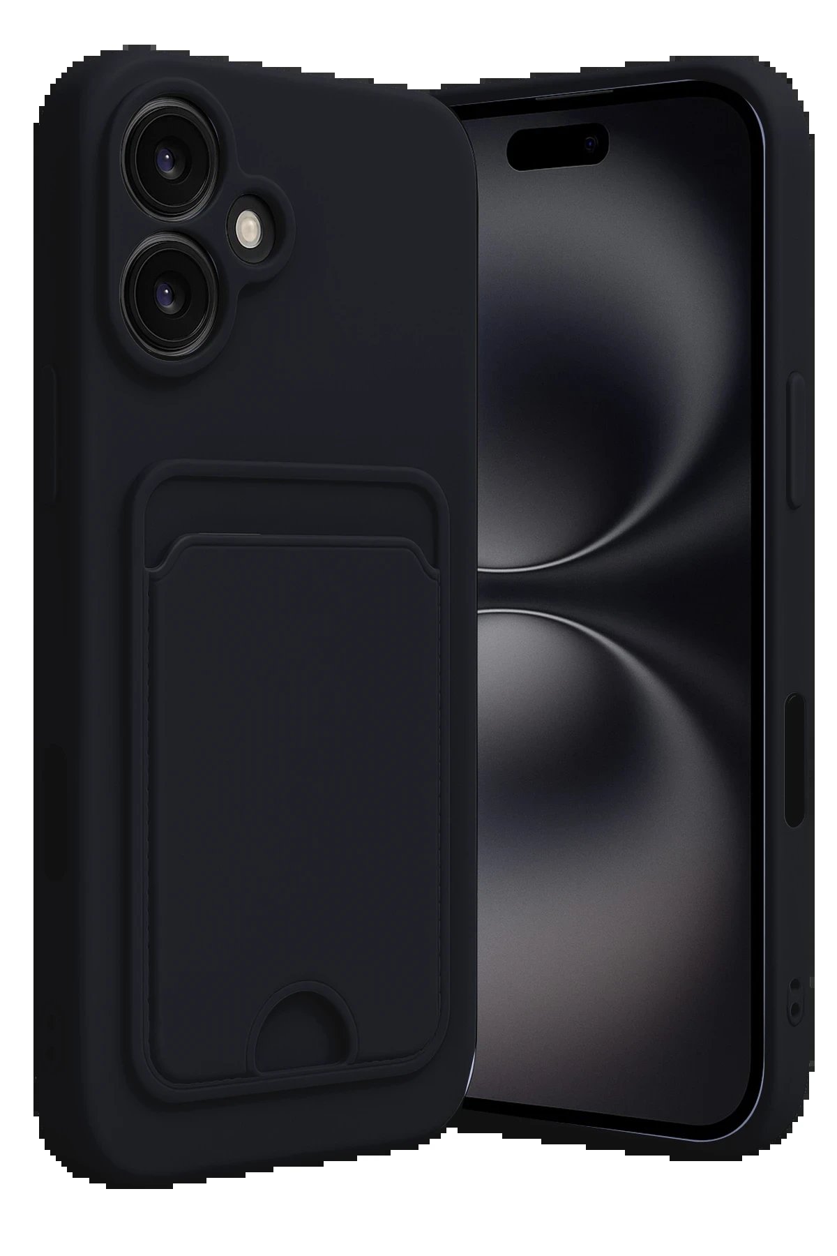 iPhone 16 Kılıf Kelvin Kartvizitli Silikon - Siyah