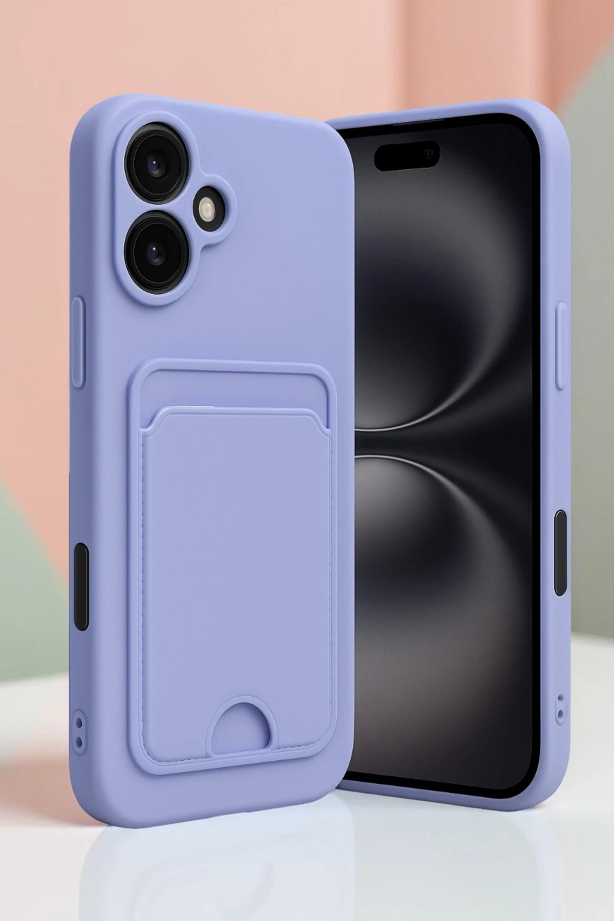 iPhone 16 Kılıf Kelvin Kartvizitli Silikon - Siyah