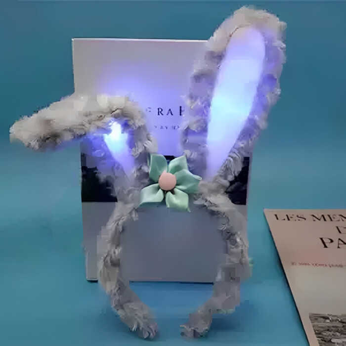 Işıklı Tavşan Kulaklı Lüks Parti Tacı 20x18 cm