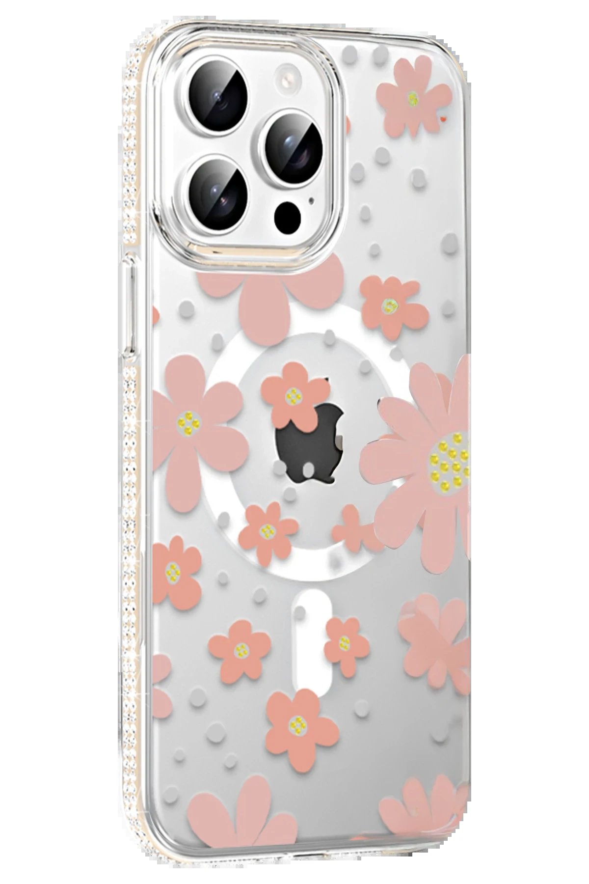 Joko Apple iPhone 15 Pro Max Floral Magsafe Kapak - Pembe