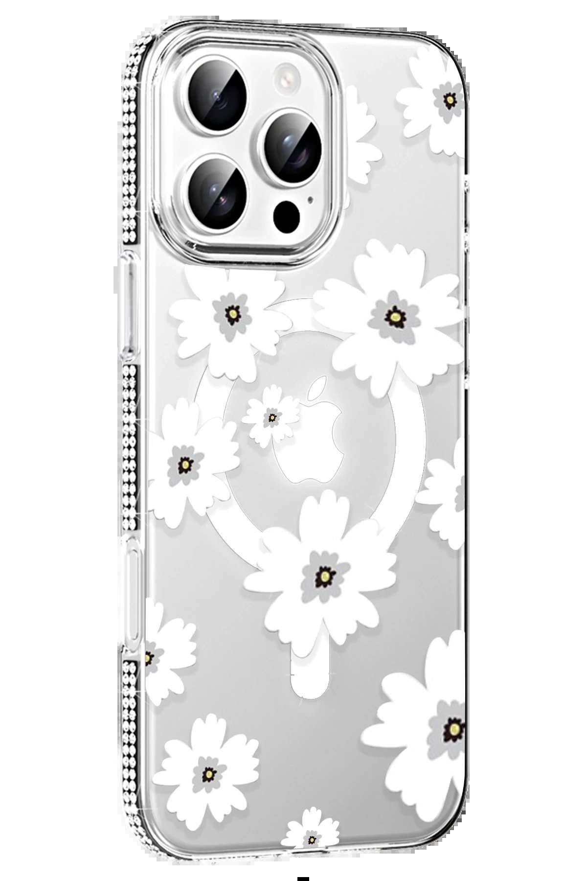 Joko Apple iPhone 16 Pro Floral Magsafe Kapak - Beyaz