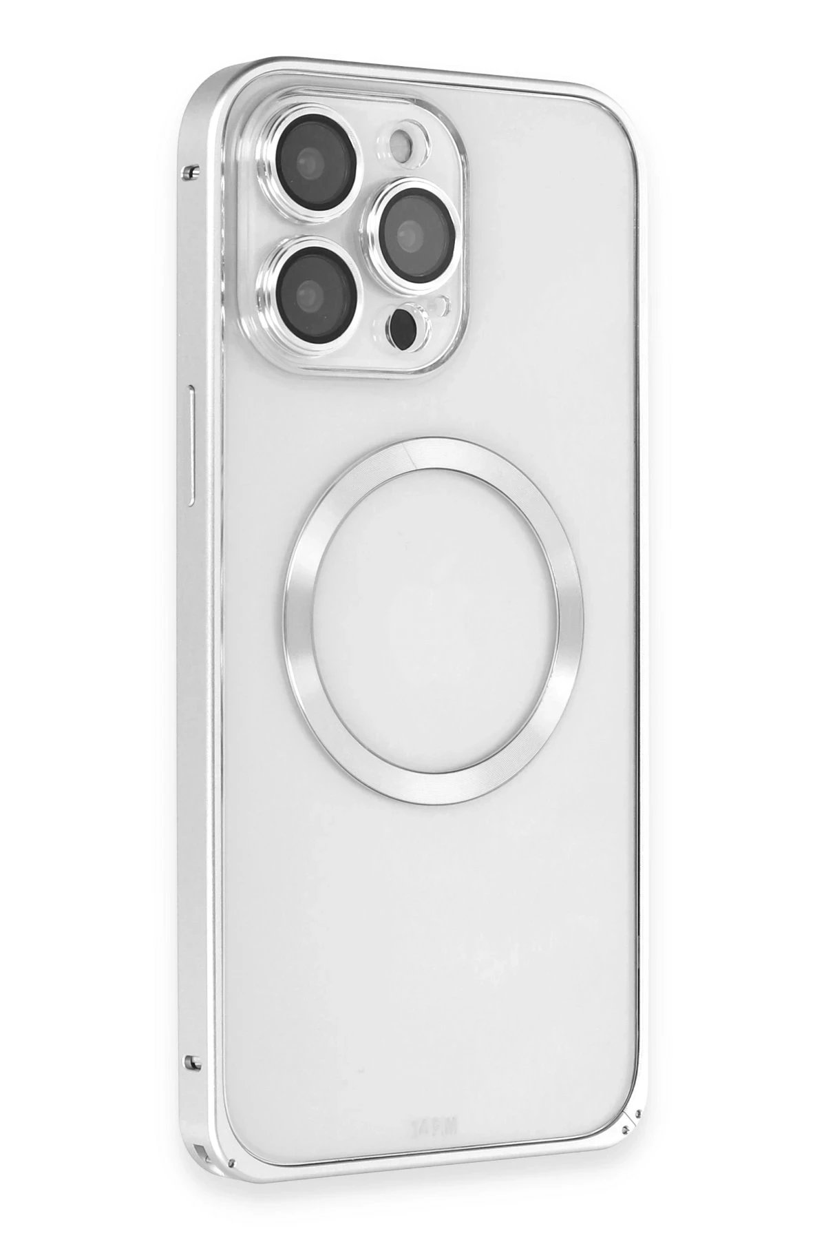 Joko iPhone 15 Pro Kılıf Metal Bumper Magneticsafe Kapak - Gümüş