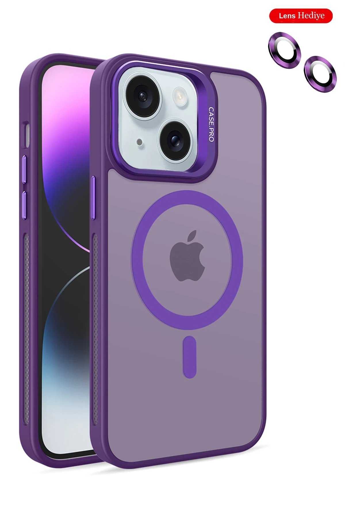 Joko iPhone 14 Kılıf Flet Lens Magsafe Kapak - Derin Mor