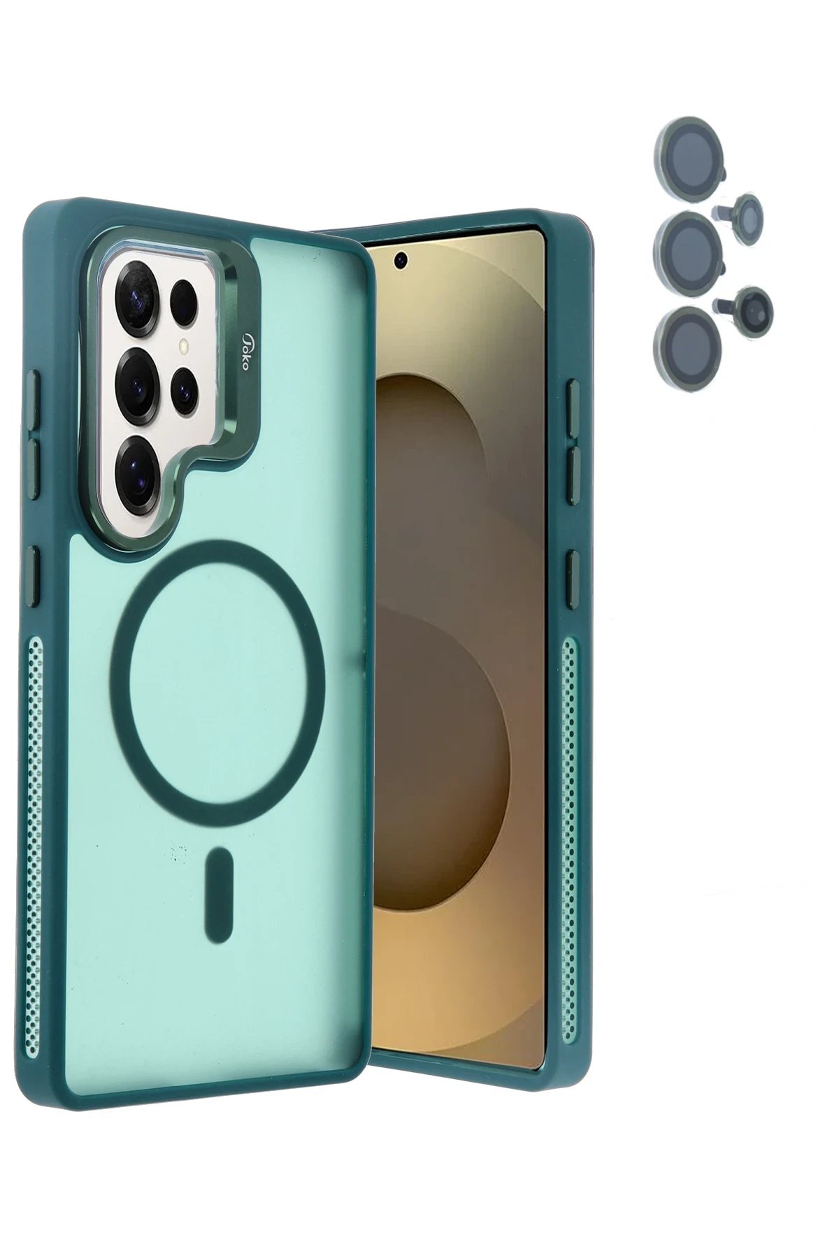 Joko Samsung Galaxy S25 Ultra Flet Lens Magsafe Kapak - Koyu Yeşil