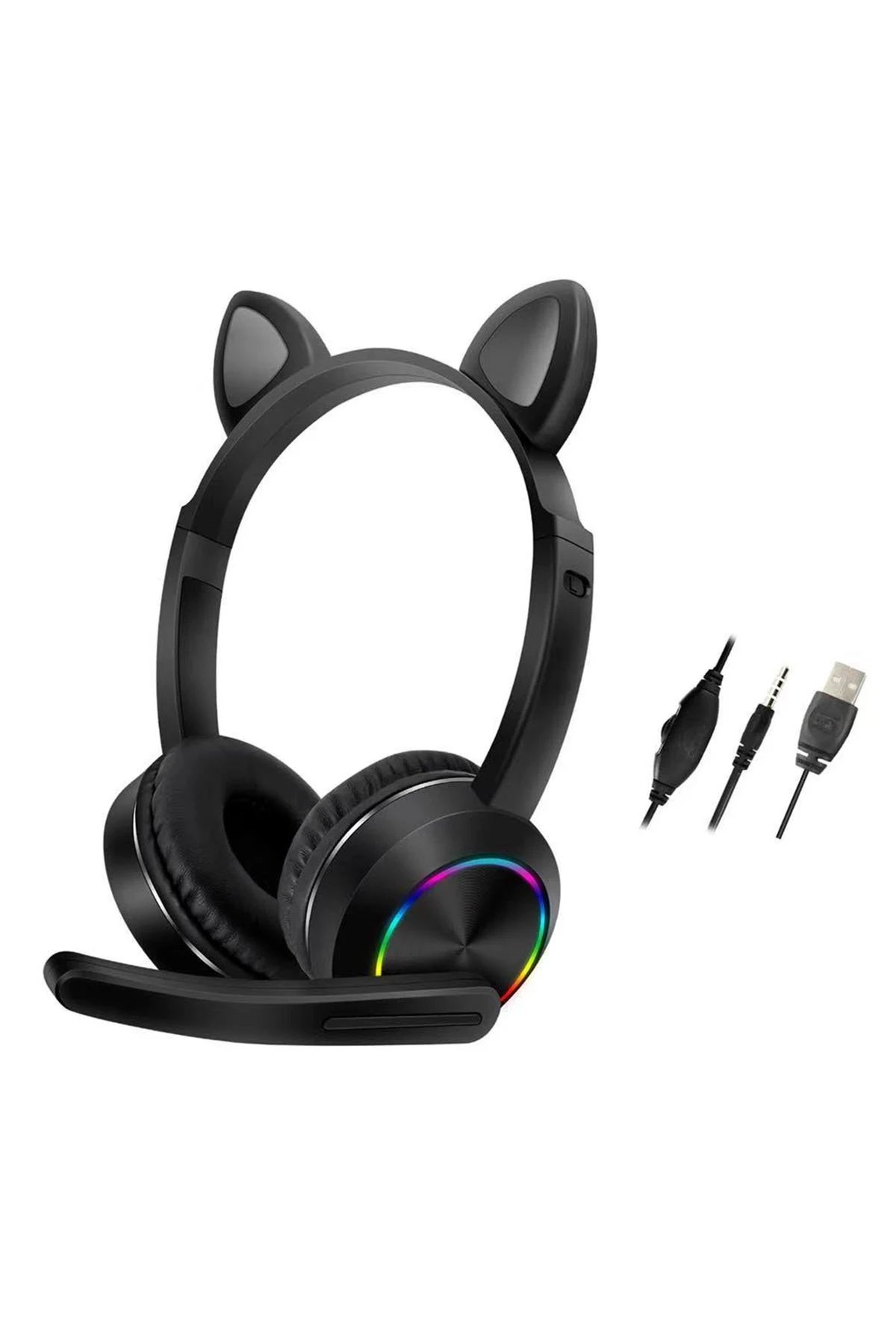 Karler Bass AKZ020 Kafa Üstü Işıklı Kedi Kulaklık - Siyah