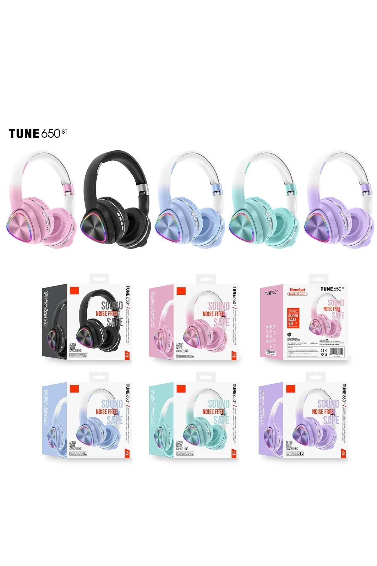 Karler Bass Tune 650 BT RGB Kablosuz Kafaüstü Kulaklık - Siyah