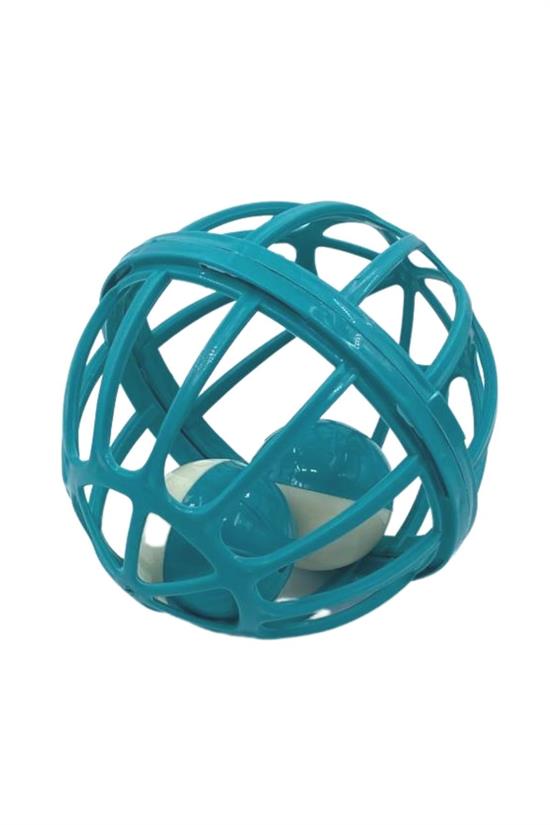 Kediler İçin Çanlı Renkli Tekerlekli İçinde Top Olan Kafes Şeklinde  Evcil Hayvan Oyuncağı