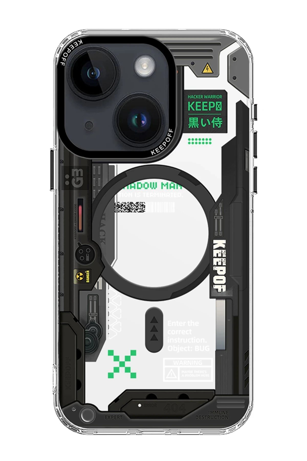 Keep Off iPhone 15 Future Armor Magsafe Kapak - Black Samurai