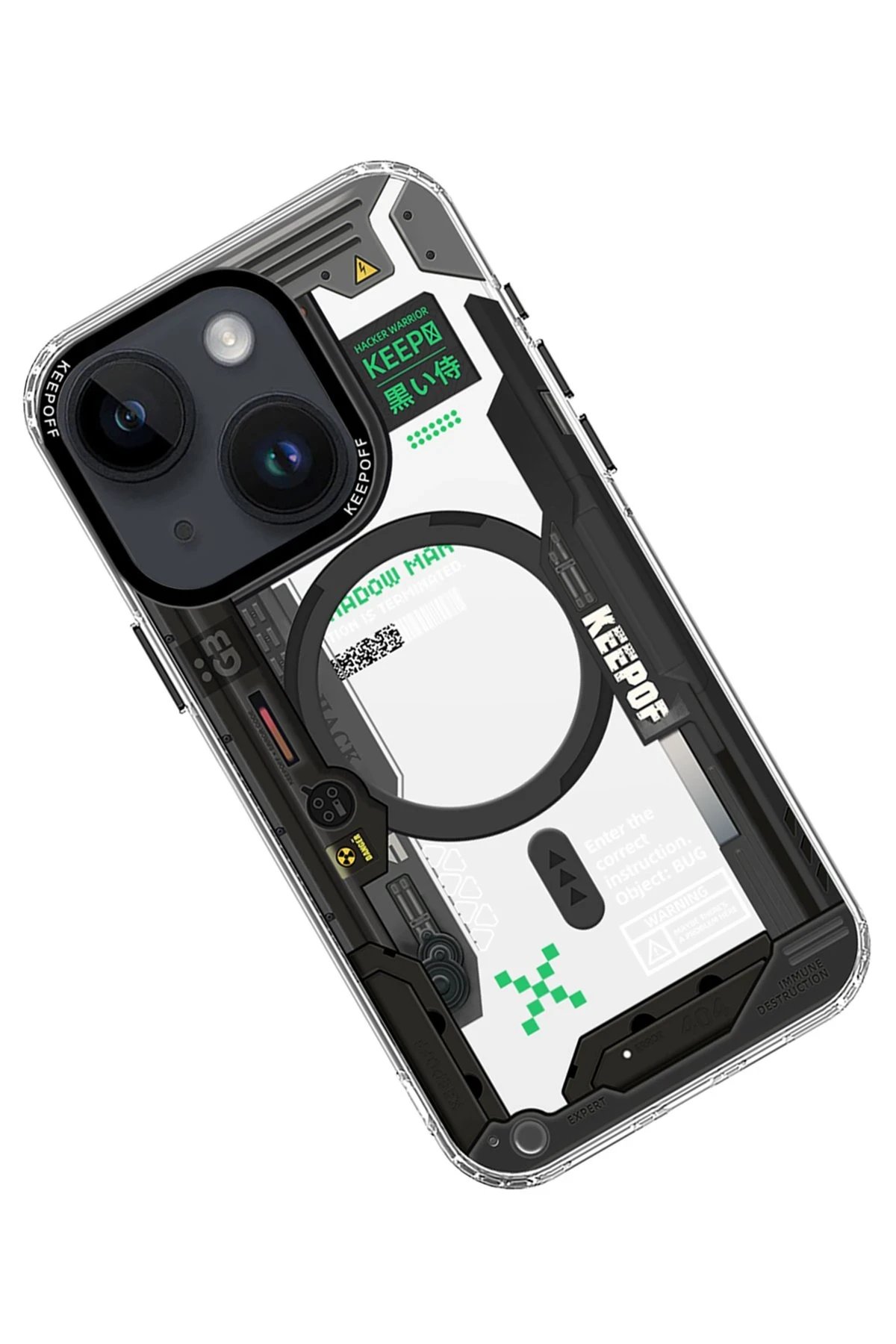 Keep Off iPhone 15 Future Armor Magsafe Kapak - Black Samurai