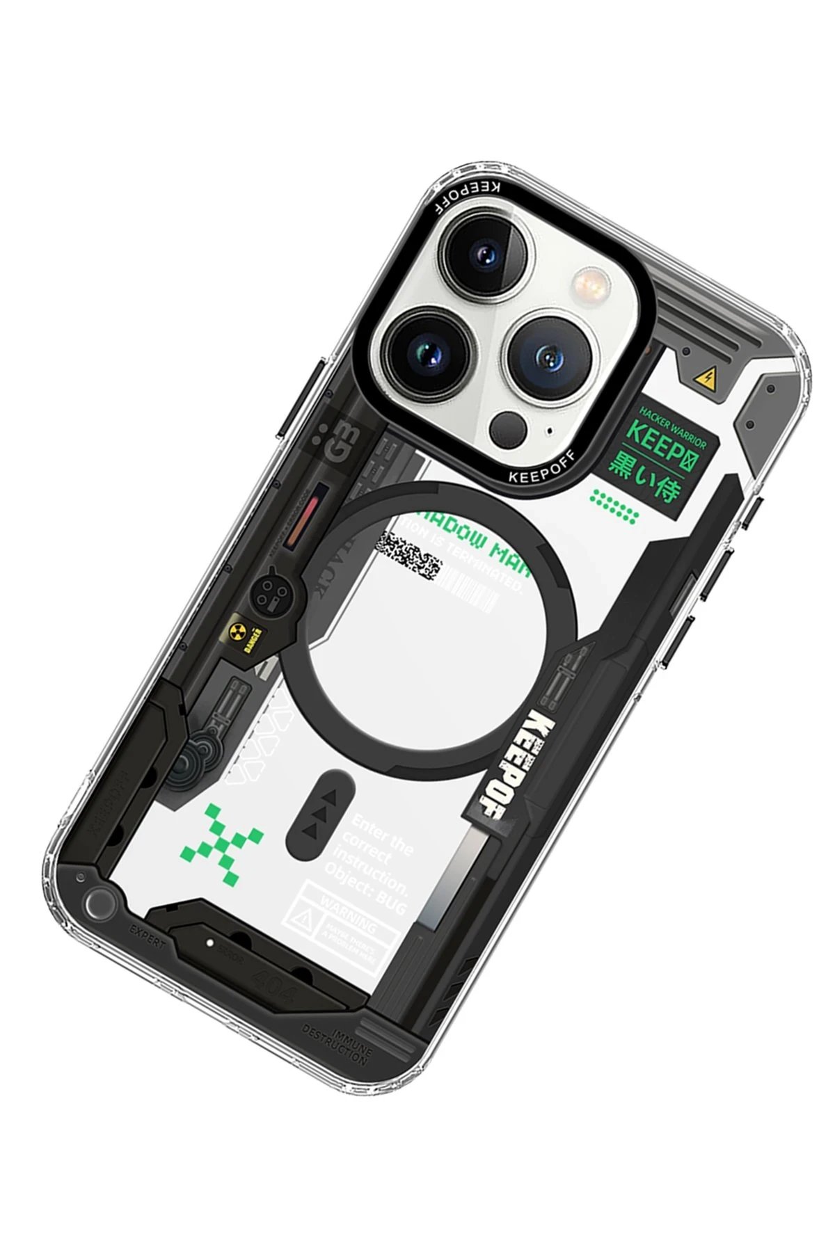 Keep Off iPhone 15 Pro Future Armor Magsafe Kapak - Black Samurai