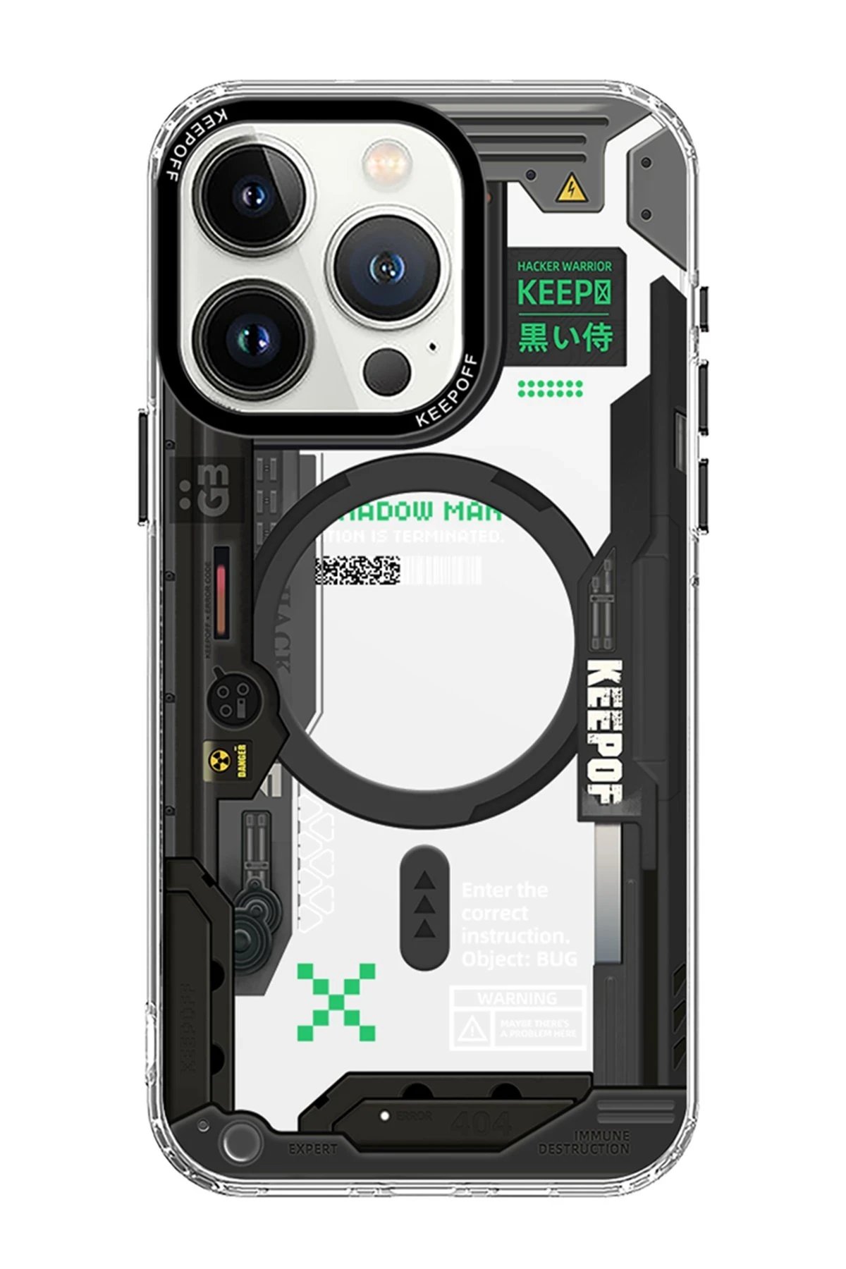 Keep Off iPhone 15 Pro Max Future Armor Magsafe Kapak - Black Samurai