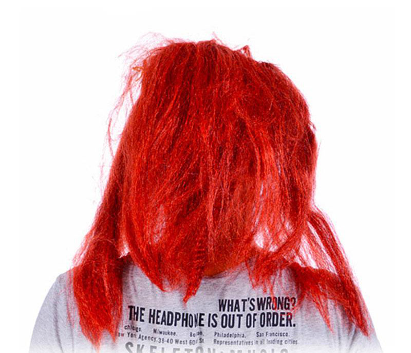 Kırmızı Saçlı Yarım Surat Boynuzlu Lateks Asteriks Viking Hobbit Maskesi