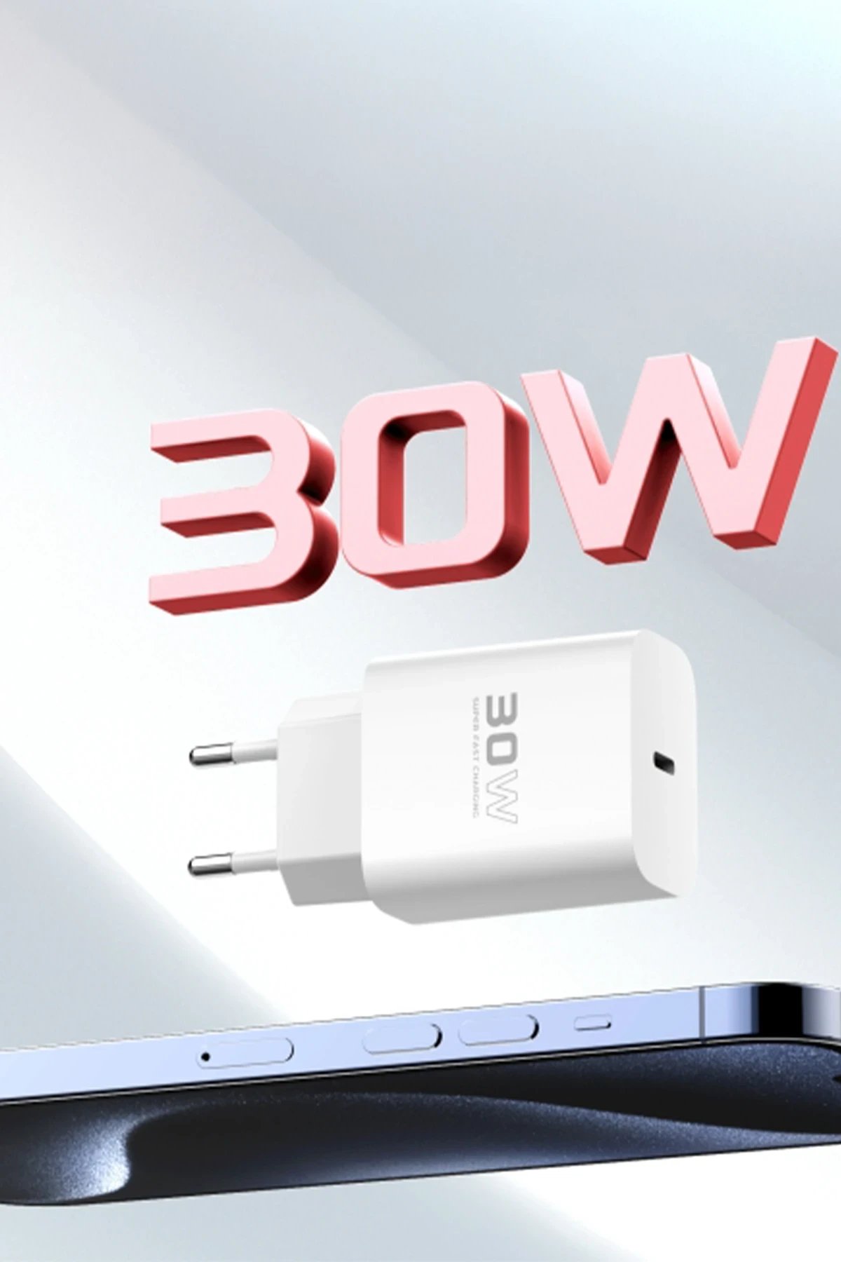 Konfulon C87C 30W Type-C Çıkışlı Ekstra DL50 1M Type-C to Lightning Kablolu PD Şarj Cihazı - Beyaz