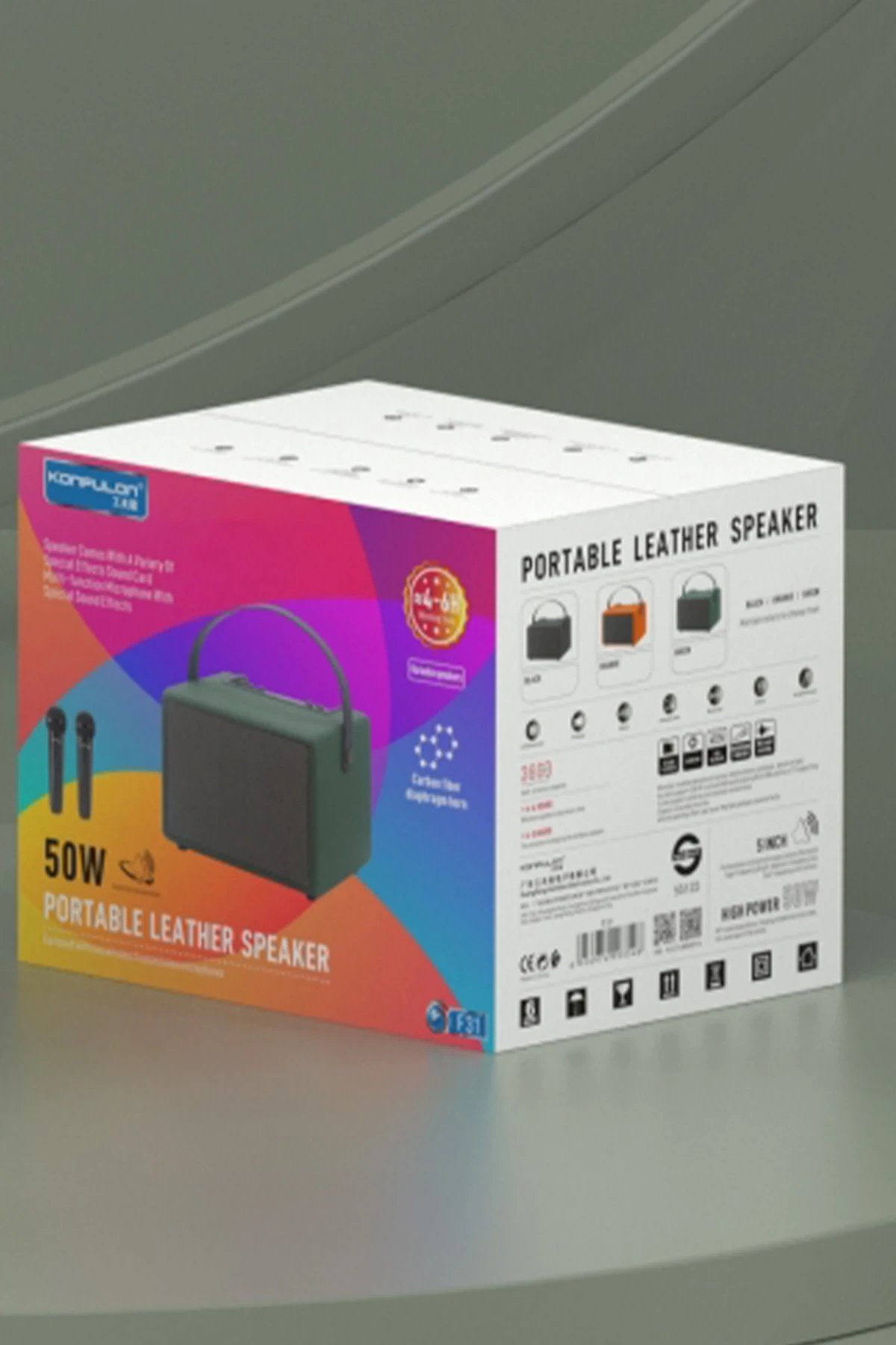 Konfulon F31 50W Sürücülü 2 Adet Mikrofonlu BT 5.2 Kablosuz Hoparlör - Siyah