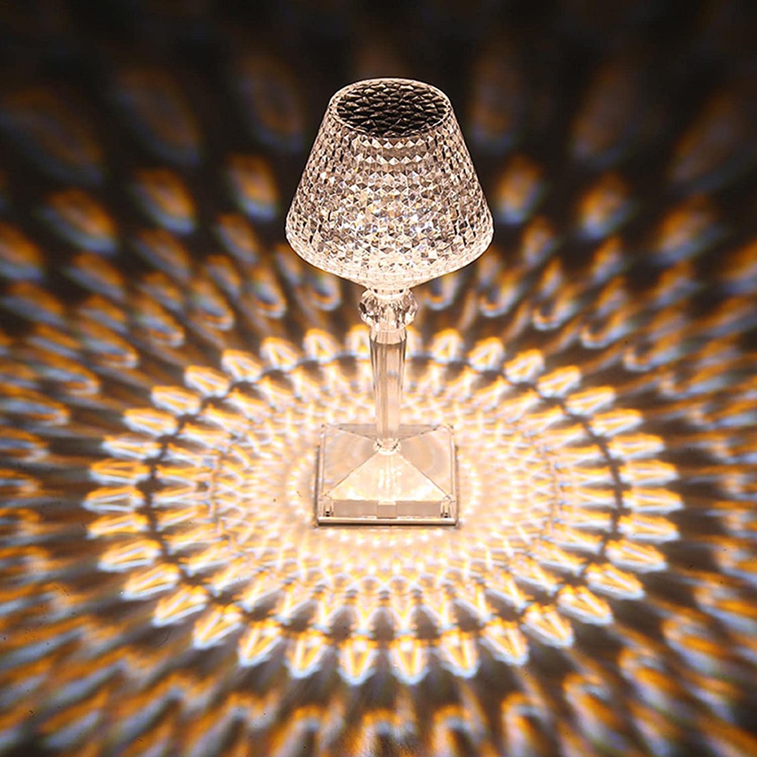 Kristal Dokunmatik Şarjlı Kumandalı Masa Gece Lambası 7 Renkli