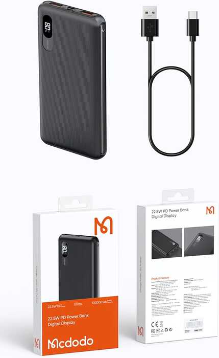 MCDODO MC-434 10,5W 10.000 MAH SİYAH POWERBANK