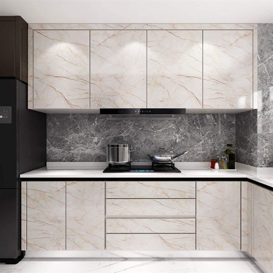 Mermer Desenli Masa Tezgah Mutfak Su Geçirmez Yapışkanlı Folyo Sticker Bej 5x0,6m