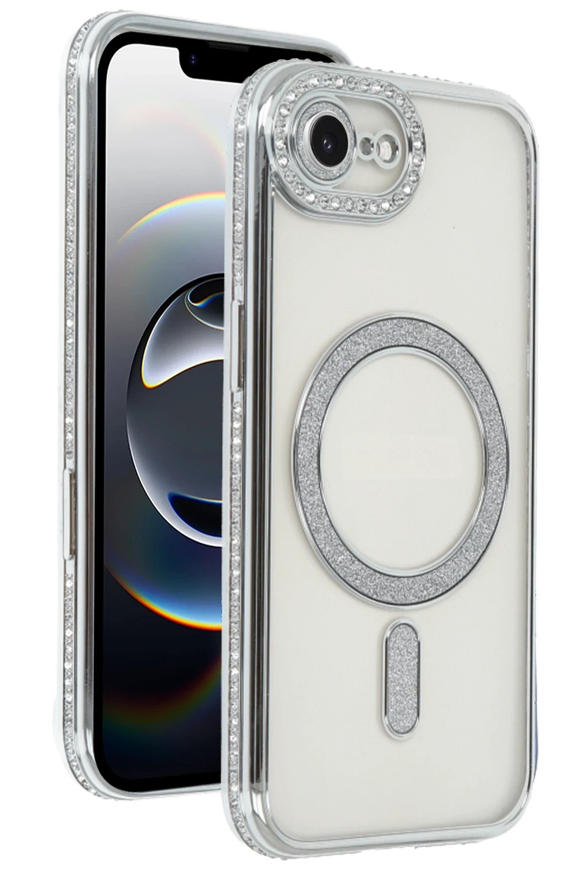 Newface Apple iPhone 16E Joke Simli Magneticsafe Kılıf - Gümüş