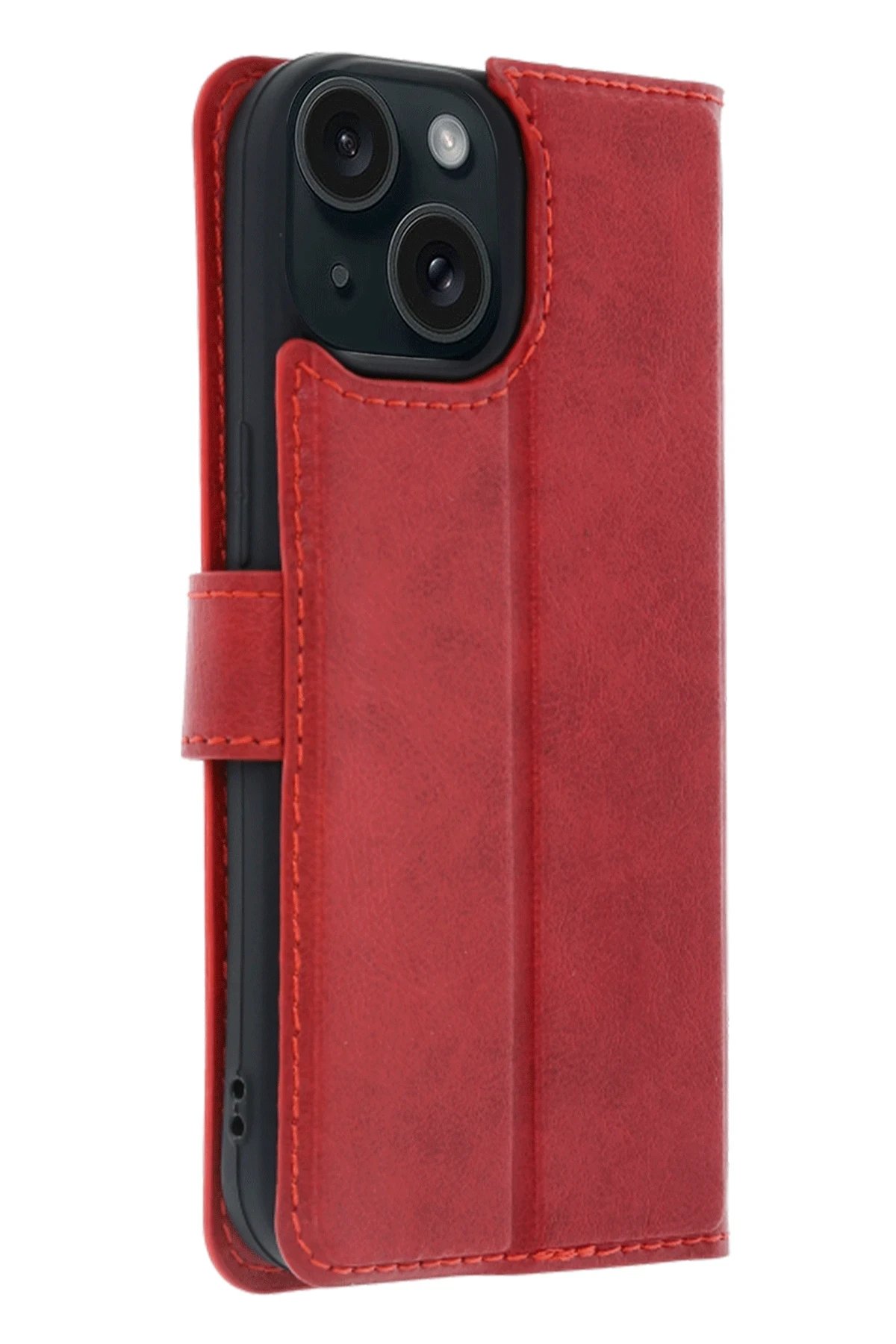 Newface Apple iPhone 15 Trend S Plus Kapaklı Kılıf - Kırmızı