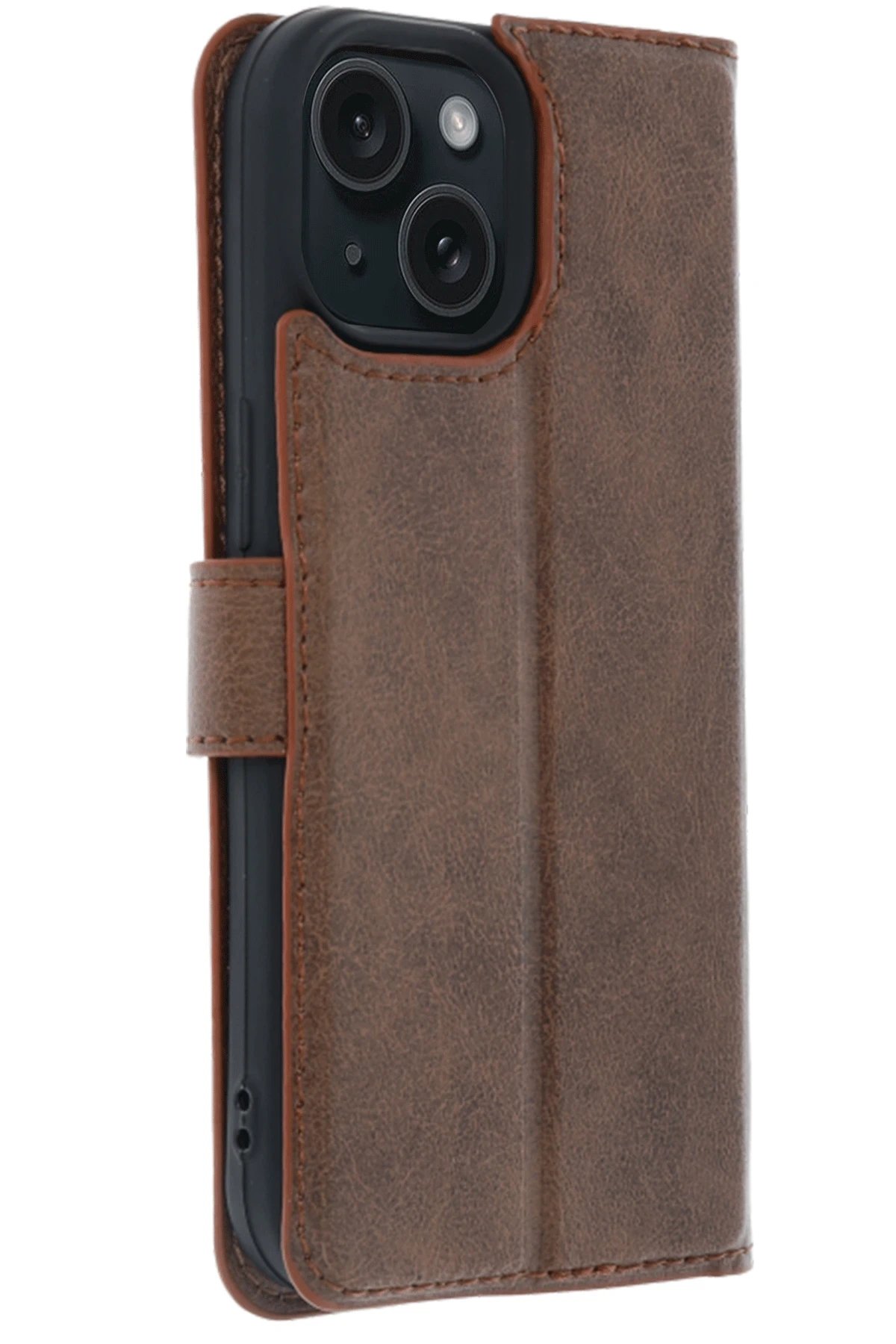 Newface Apple iPhone 15 Trend S Plus Kapaklı Kılıf - Taba