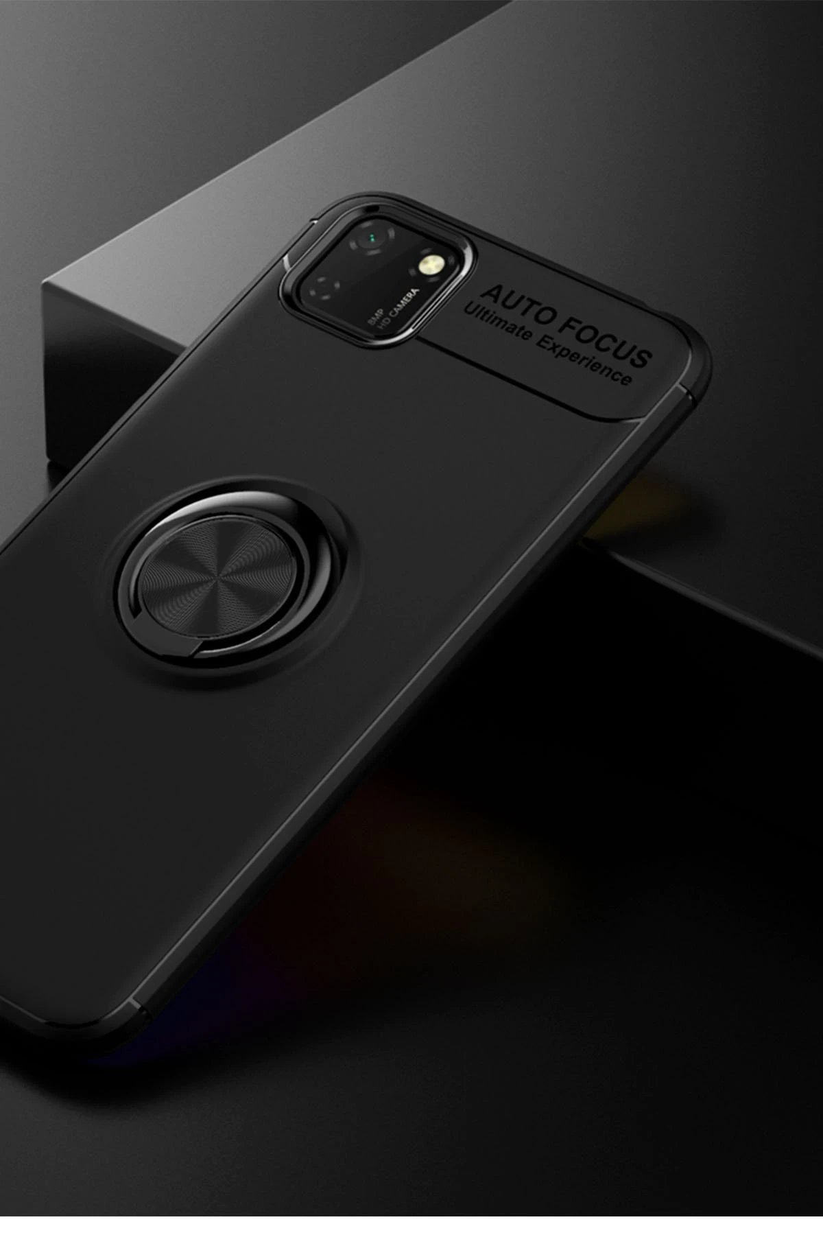 Newface Huawei Y5P Kılıf Range Yüzüklü Silikon - Siyah