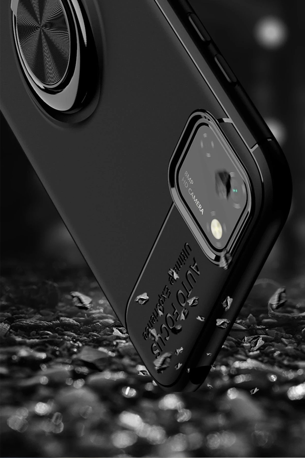 Newface Huawei Y5P Kılıf Range Yüzüklü Silikon - Siyah