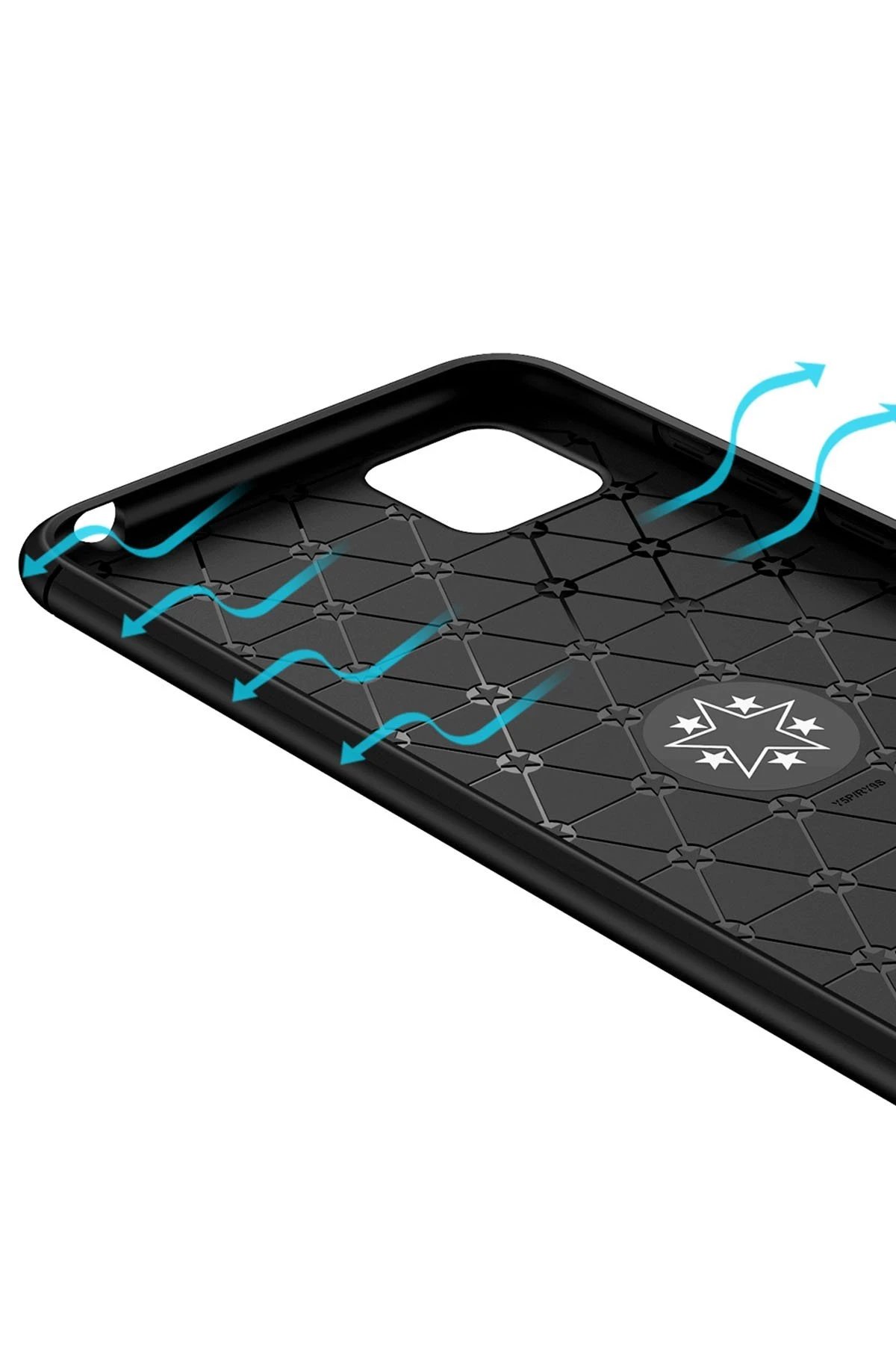 Newface Huawei Y5P Kılıf Range Yüzüklü Silikon - Siyah-Mavi