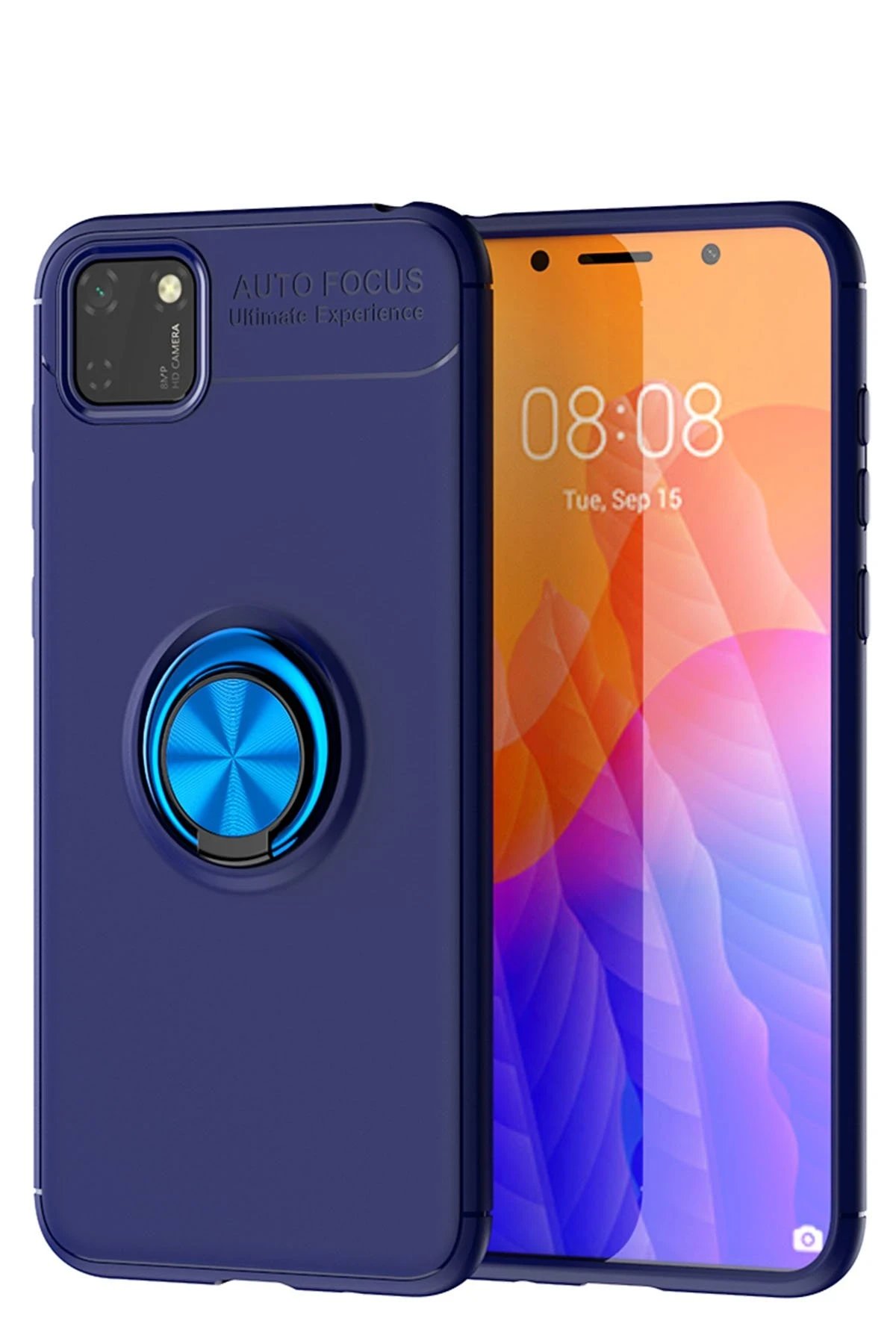 Newface Huawei Y5P Kılıf Range Yüzüklü Silikon - Mavi