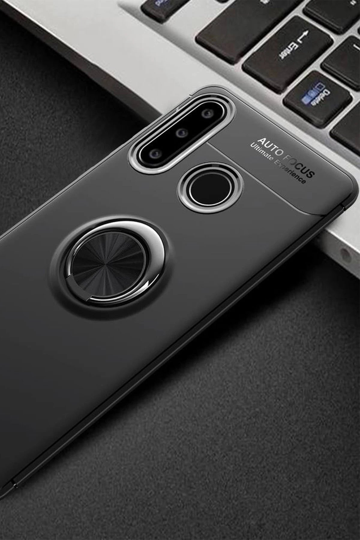 Newface Huawei Y6P Kılıf Range Yüzüklü Silikon - Siyah