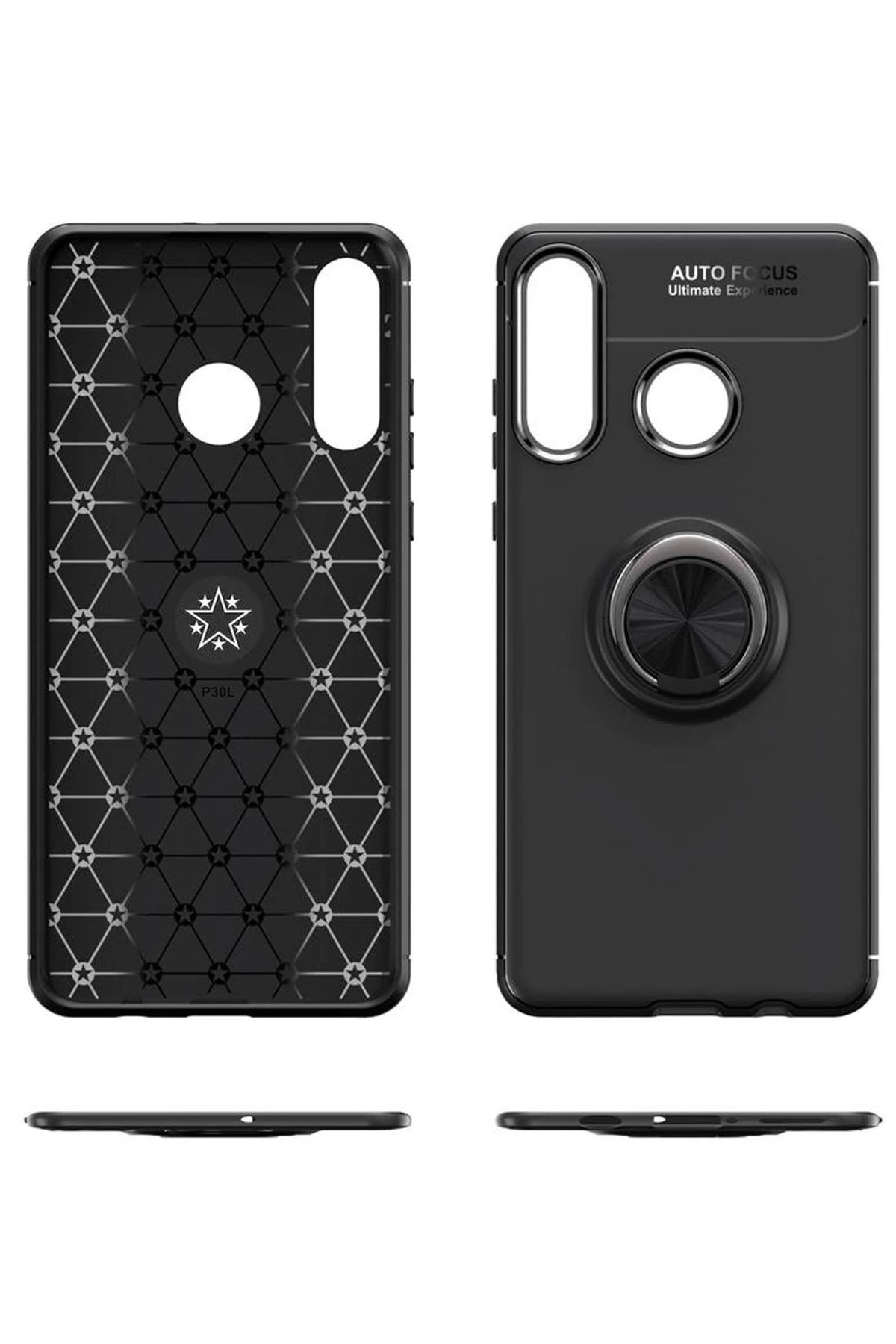 Newface Huawei Y6P Kılıf Range Yüzüklü Silikon - Siyah-Mavi