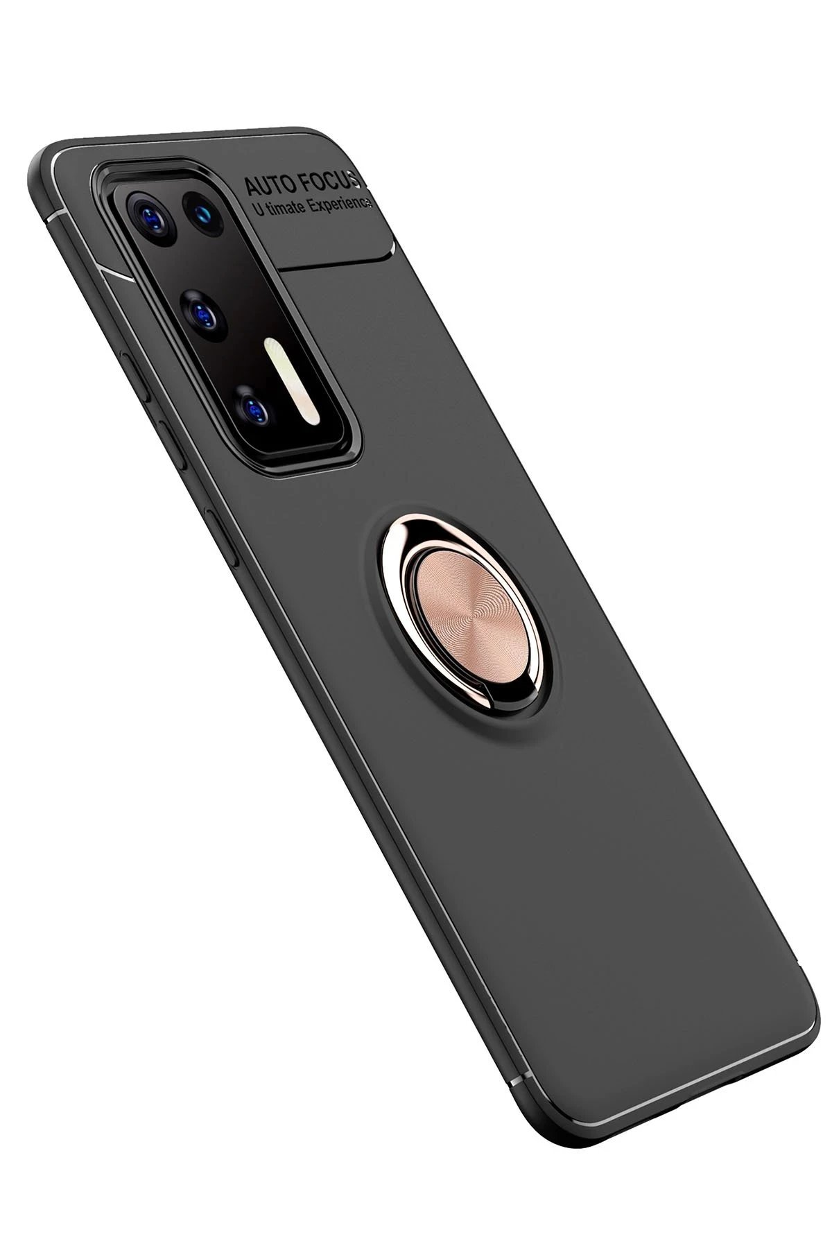 Newface Huawei P40 Kılıf Range Yüzüklü Silikon - Siyah-Gold