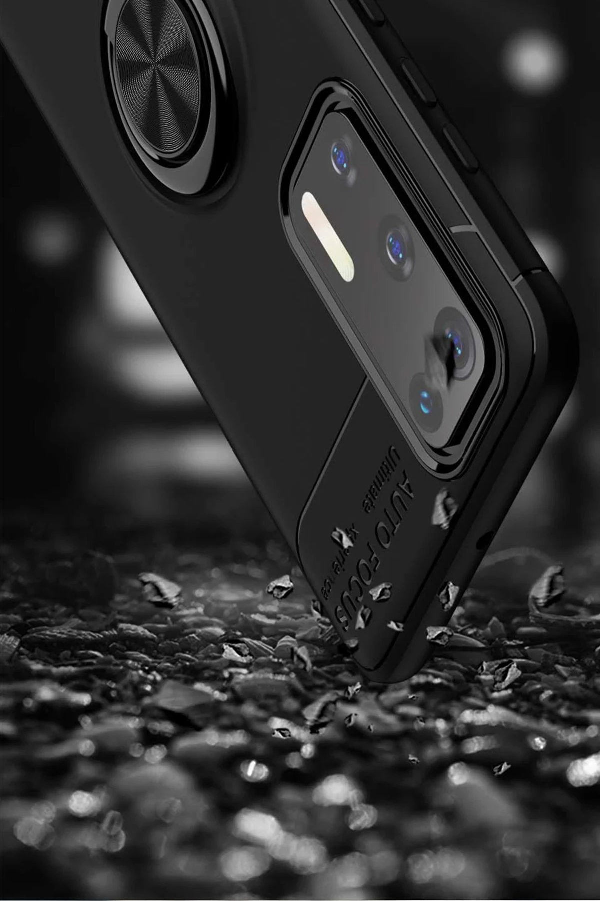 Newface Huawei P40 Kılıf Range Yüzüklü Silikon - Siyah-Gold