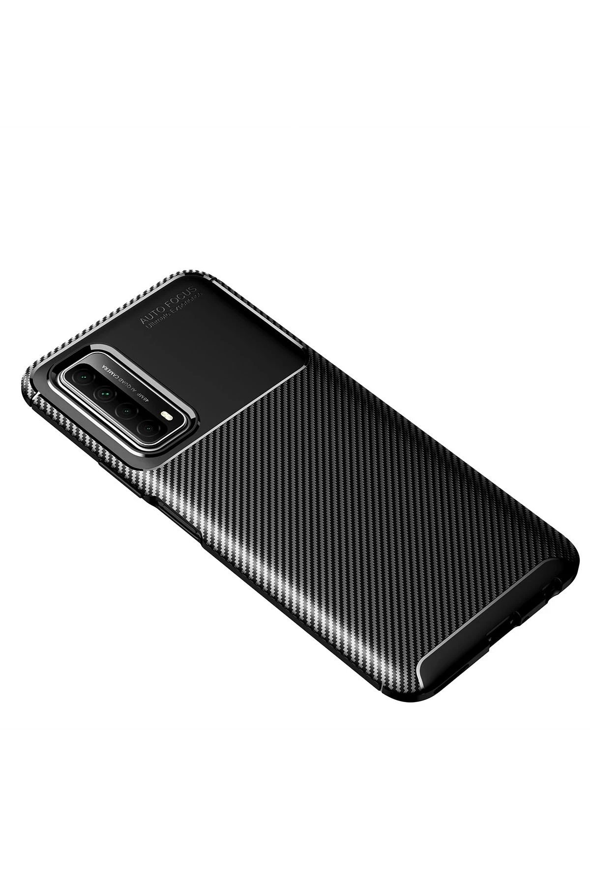 Newface Huawei P Smart 2021 Kılıf Auto Focus Karbon Kapak - Siyah