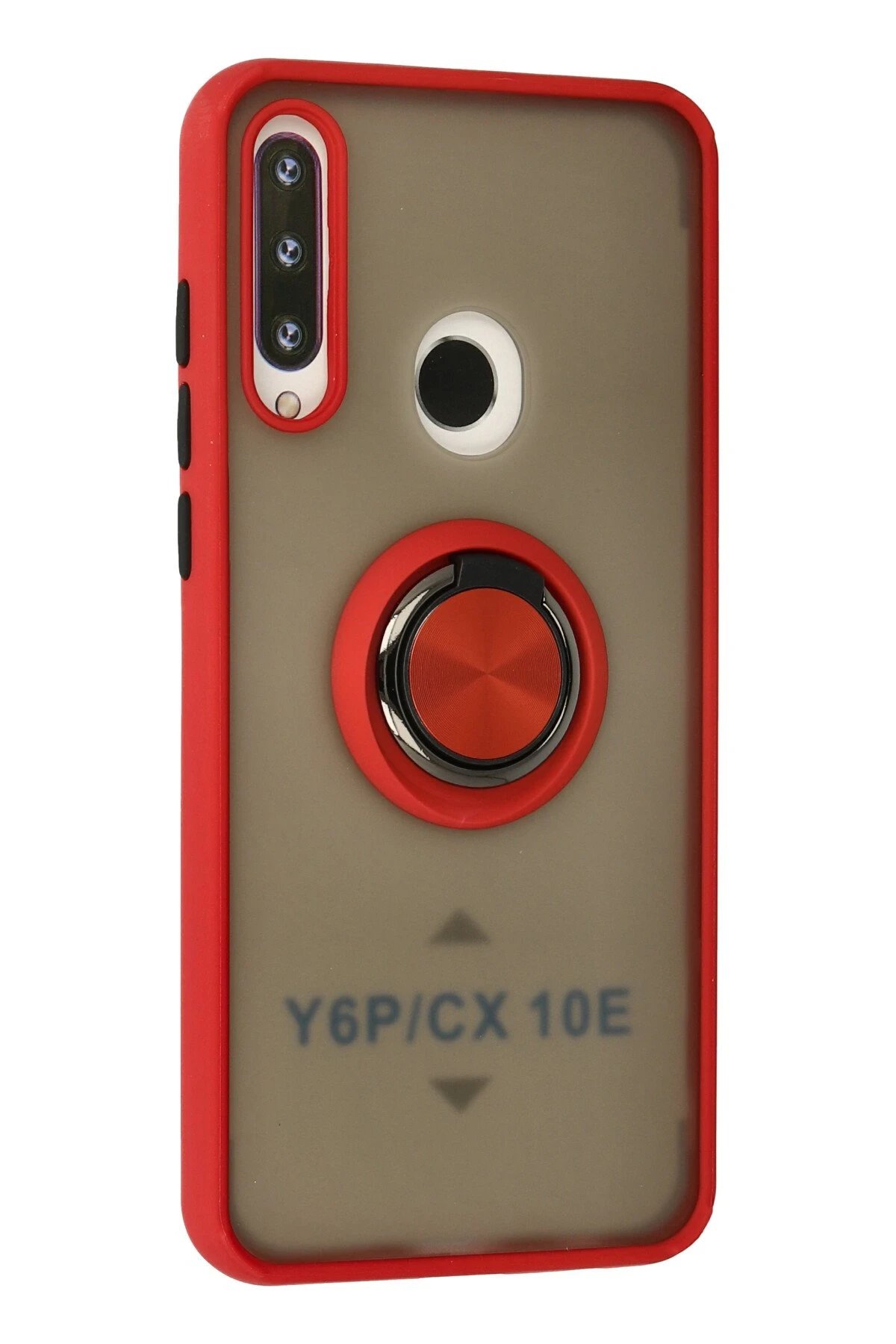 Newface Huawei Y6P Kılıf Montreal Yüzüklü Silikon Kapak - Kırmızı