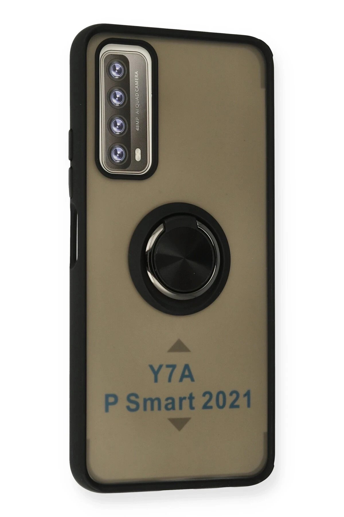 Newface Huawei P Smart 2021 Kılıf Montreal Yüzüklü Silikon Kapak - Siyah