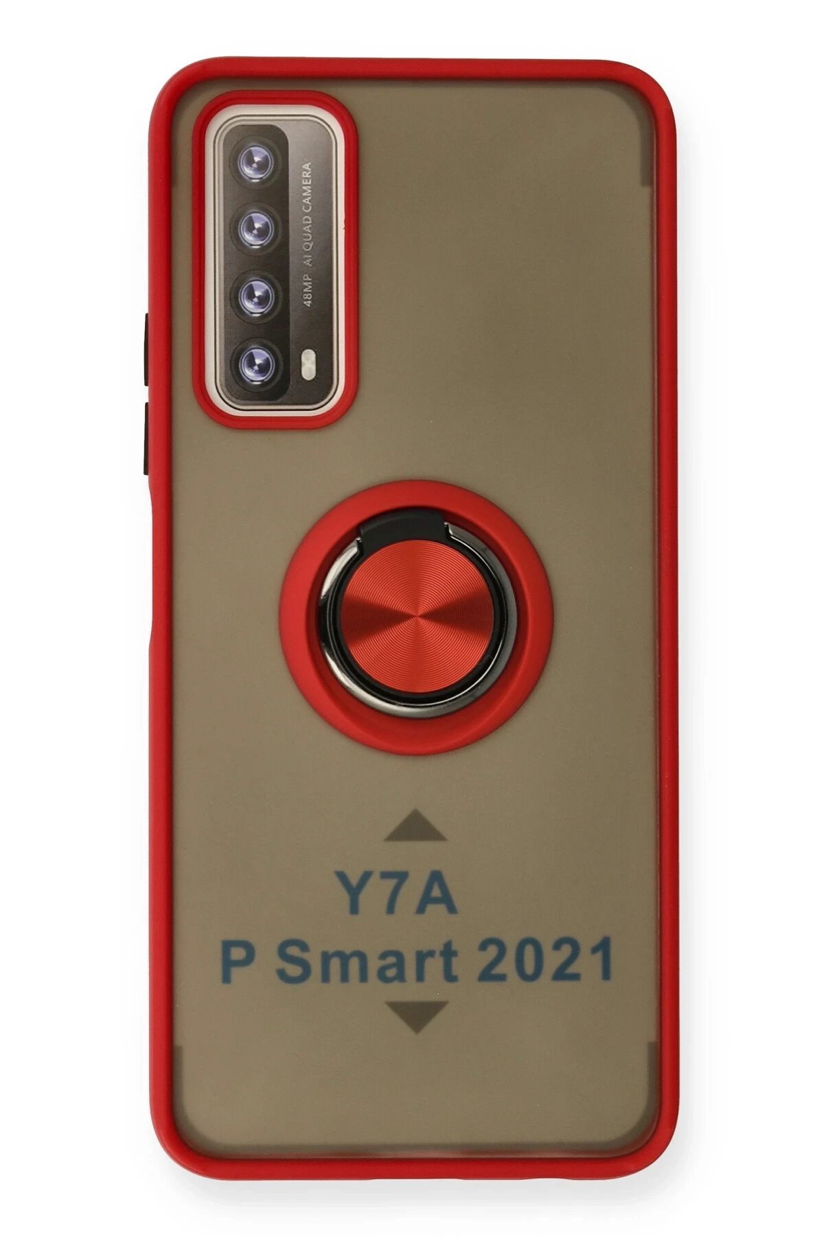 Newface Huawei P Smart 2021 Kılıf Montreal Yüzüklü Silikon Kapak - Kırmızı