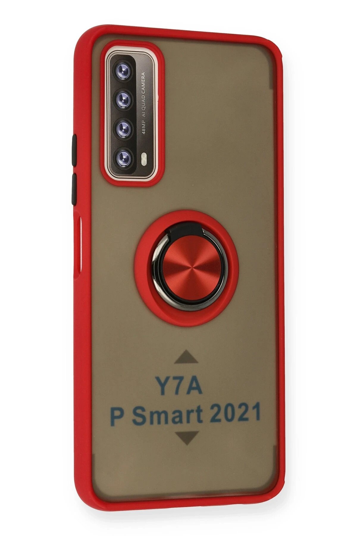 Newface Huawei P Smart 2021 Kılıf Montreal Yüzüklü Silikon Kapak - Kırmızı