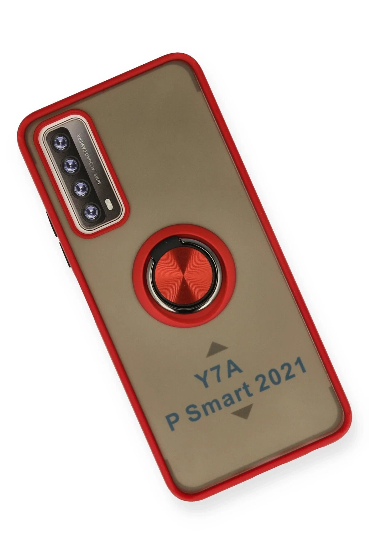 Newface Huawei P Smart 2021 Kılıf Montreal Yüzüklü Silikon Kapak - Kırmızı