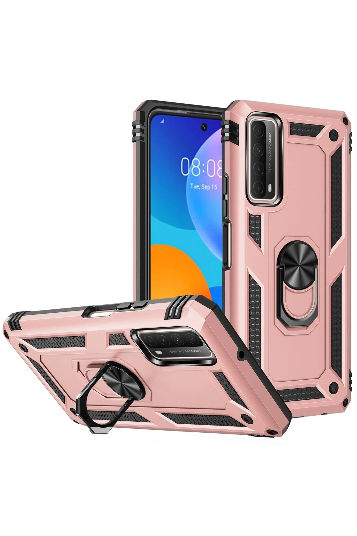 Newface Huawei P Smart 2021 Kılıf Sofya Yüzüklü Silikon Kapak - Rose