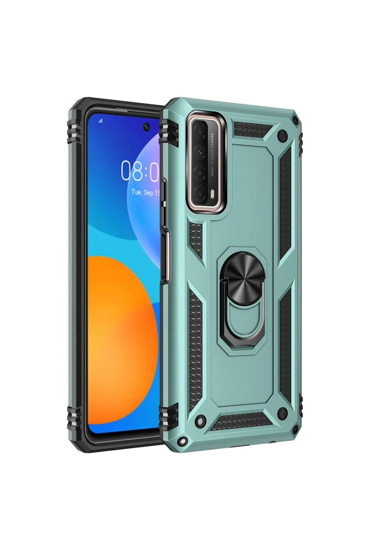 Newface Huawei P Smart 2021 Kılıf Sofya Yüzüklü Silikon Kapak - Yeşil