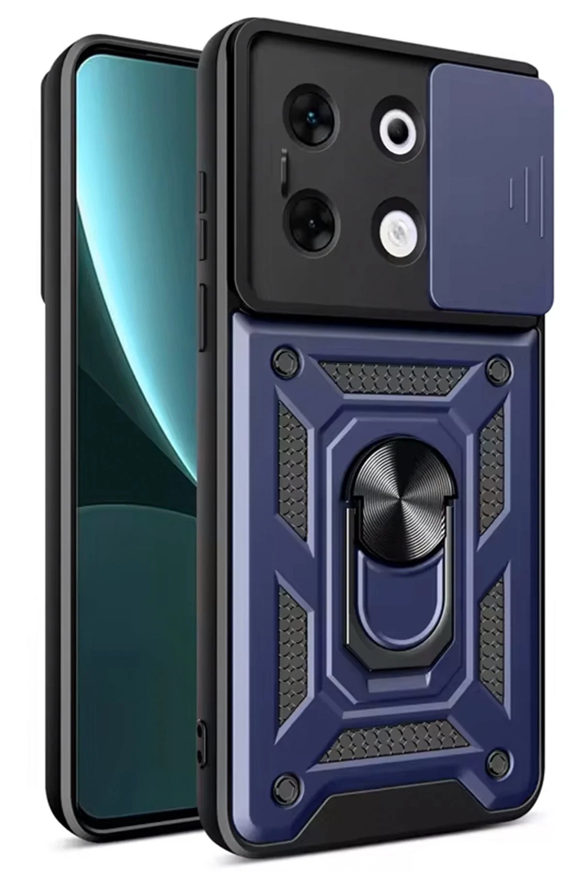 Newface İnfinix Zero 30 5G Kılıf Pars Lens Yüzüklü Silikon - Lacivert