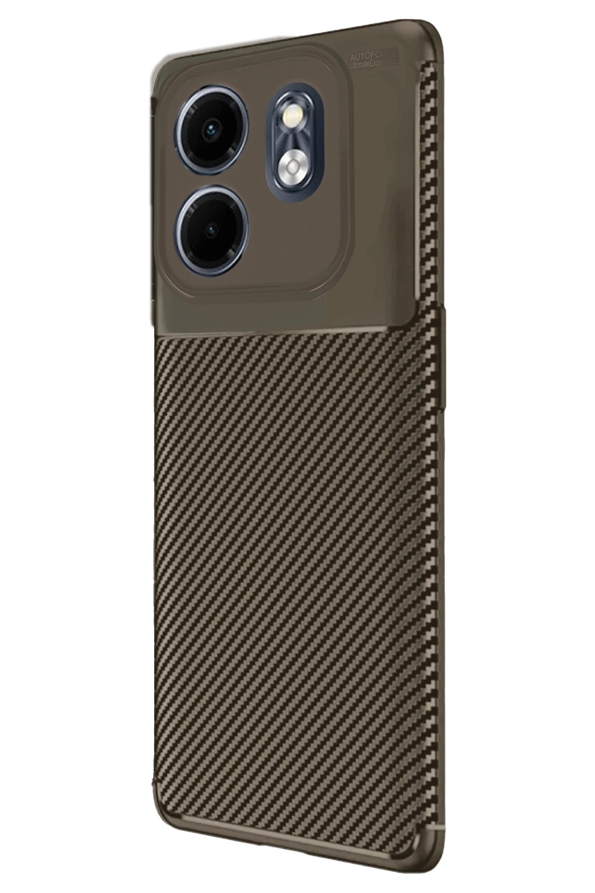 Newface İnfinix Smart 9 Kılıf Auto Focus Karbon Kapak - Kahverengi