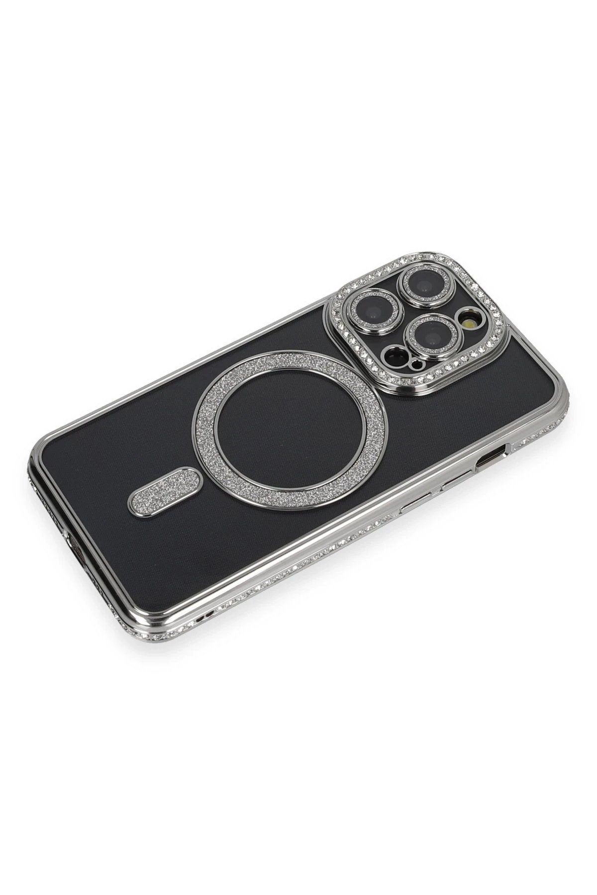 Newface iPhone 14 Pro Max Kılıf Joke Simli Magneticsafe Kılıf - Gri