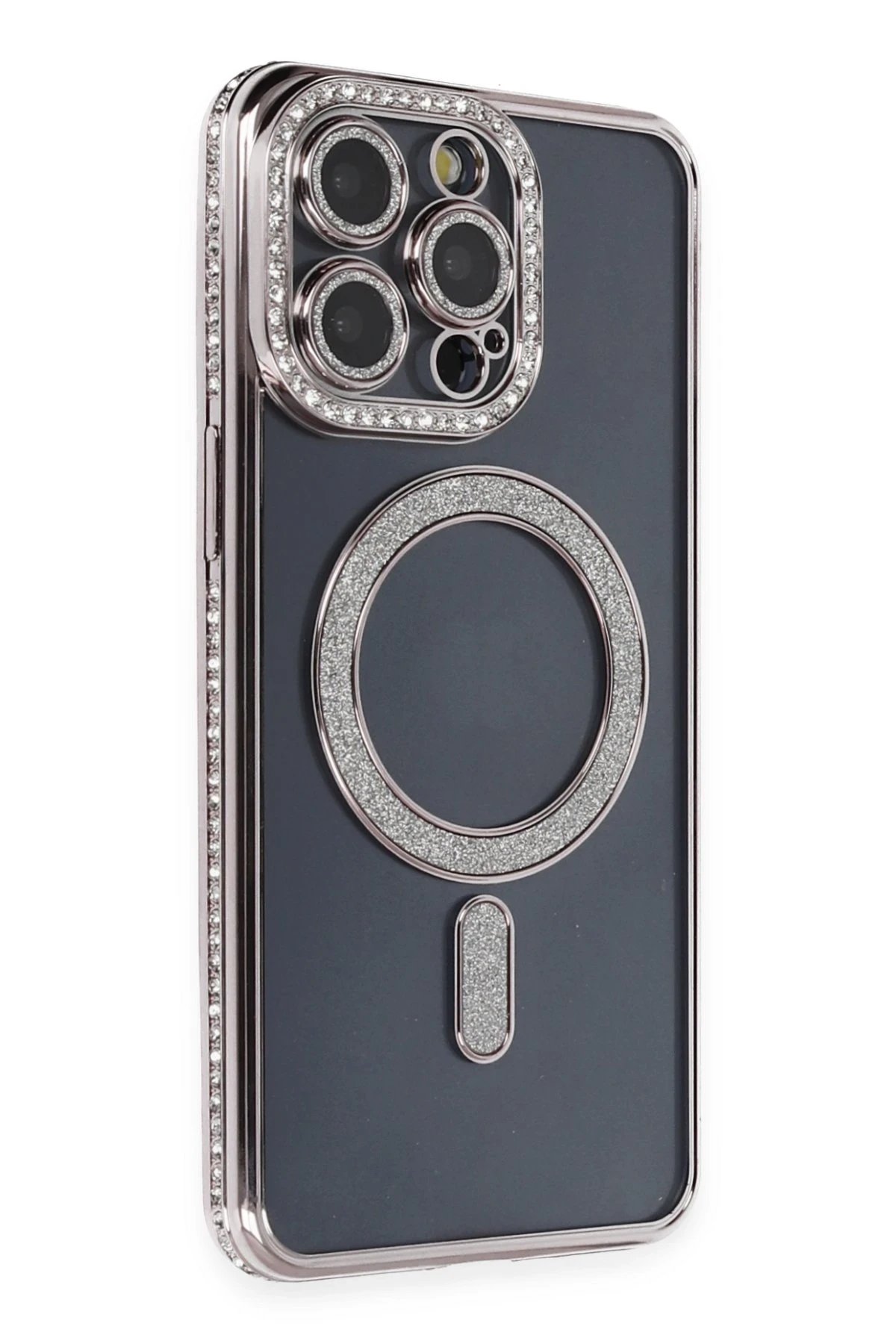 Newface iPhone 14 Pro Kılıf Joke Simli Magneticsafe Kılıf - Gri