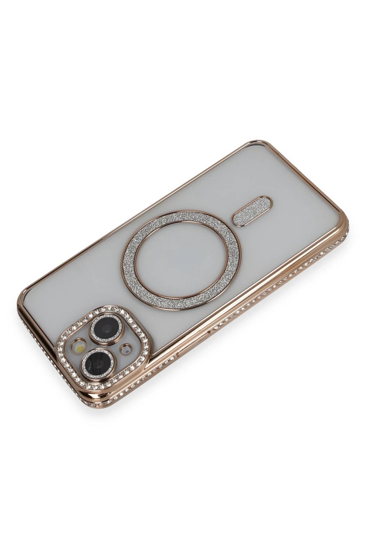 Newface iPhone 13 Kılıf Joke Simli Magneticsafe Kılıf - Gold