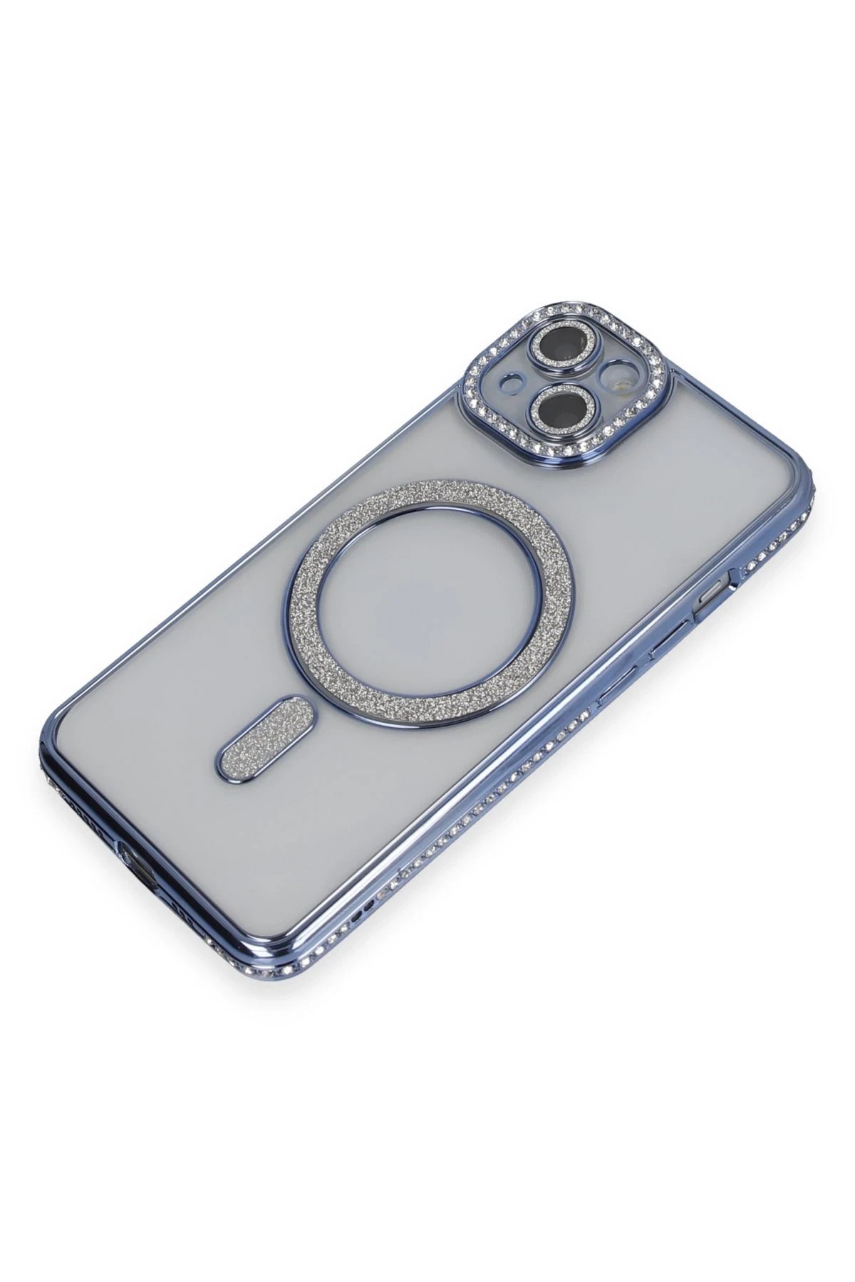 Newface iPhone 13 Kılıf Joke Simli Magneticsafe Kılıf - Mavi