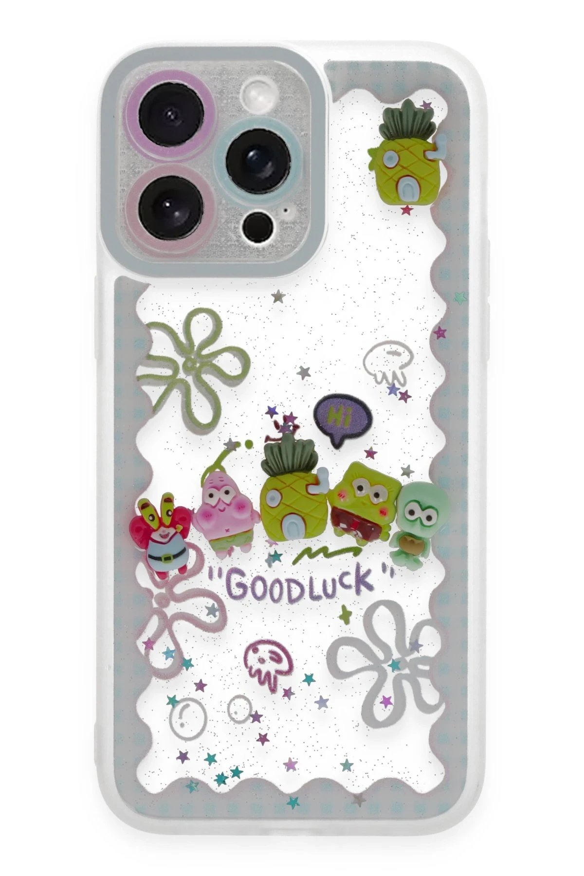 Newface iPhone 14 Pro Max Kılıf Sweet Desenli Silikon Kapak - Açık Mavi