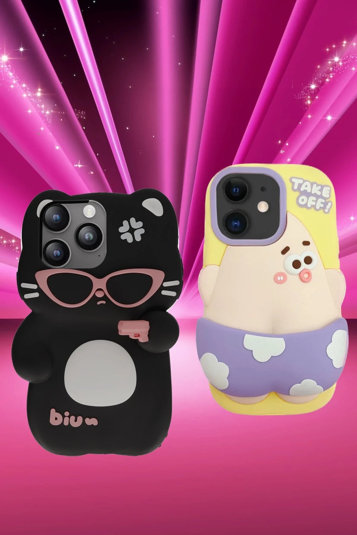 Newface iPhone 15 Pro Max Kılıf Poky Karakter Silikon Kapak - Desen 1